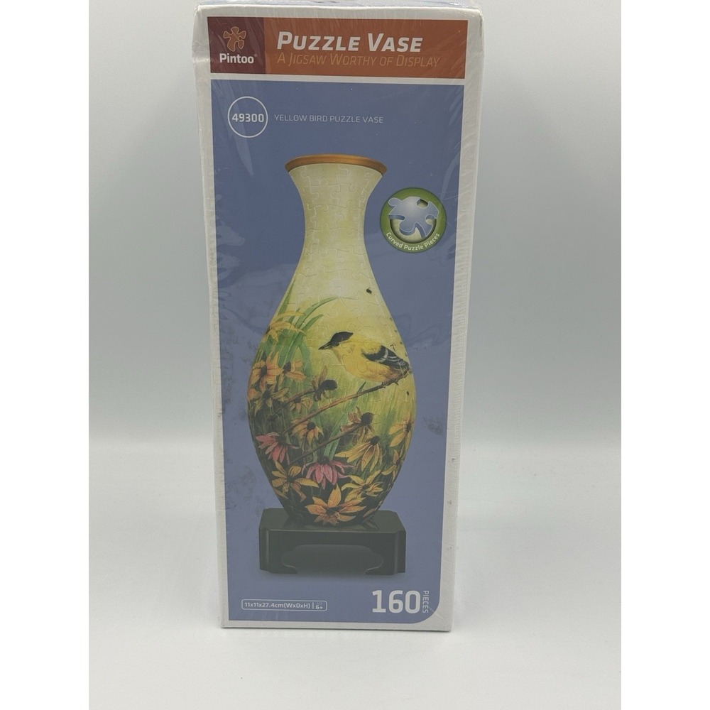 Pintoo 3D Vase Shaped Puzzle Yellow Bird Curved Plastic 160 Pieces 49300 New